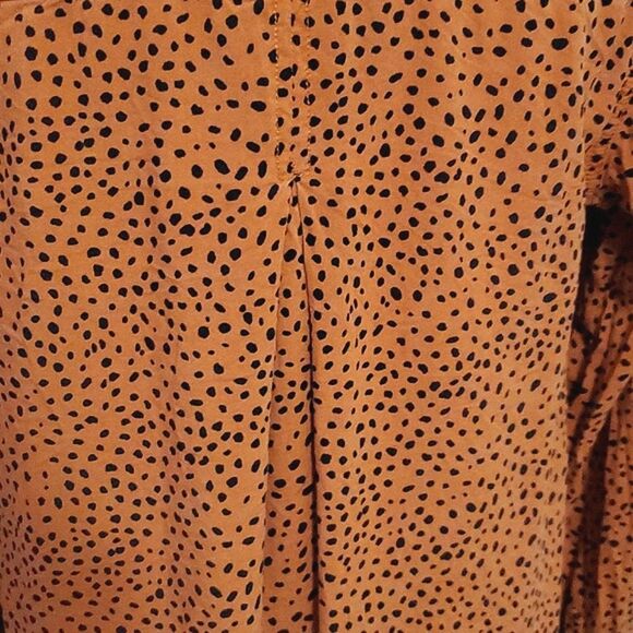 BeachLunchLounge Rust & Black Spotted Flowy Button Down Shirt Boho - Picture 8 of 13